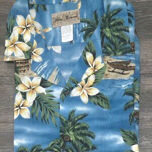 Vintage Blue Hawaii Cotton Tropical Shirt Hawaiian Islands Vacay Cruise Wear
